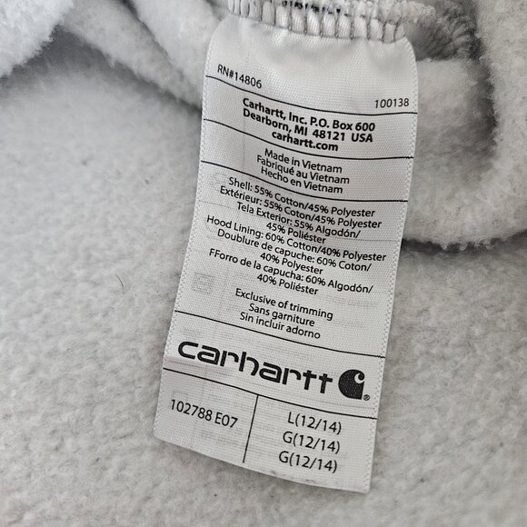Carhartt Hoodie Womens L 11-14 Grey Clarksburg Full Zip Sweatshirt Pullover - Picture 8 of 9